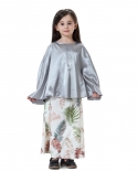 Niños Girs 2 piezas conjunto de vestido largo árabe niños Abaya Dubai Kaftan Musl