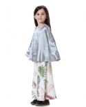  Children Girs 2pcs Long Dress Set  Arabic Kids Abaya Dubai Kaftan Musl