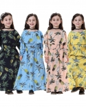 Moda Infantil Girs Vestido Longo Árabe Infantil Abaya Dubai Kaftan Muçulmano