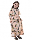 Fashion Children Girs Long Dress Arabic Kids Abaya Dubai قفطان مسلم