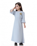 Arabic Kids Abaya Dubai Kaftan Muslim Long Dress Turkish Islamic Solid
