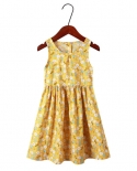שמלת ילדה קיץ פרחוני קזואל שמלות נסיכה ללא שרוולים כותנה
