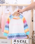  0 5 Years Baby Girl Clothes Spring And Autumn Kids Striped Rainbow Lon