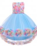  Childrens Dress  New Girl Dress Bow Applique Net Gauze Puffy Princess