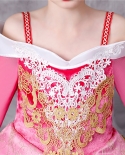  Girl Dress Sleeping Beauty Princess Dress Long Sleeve Strapless Lace D