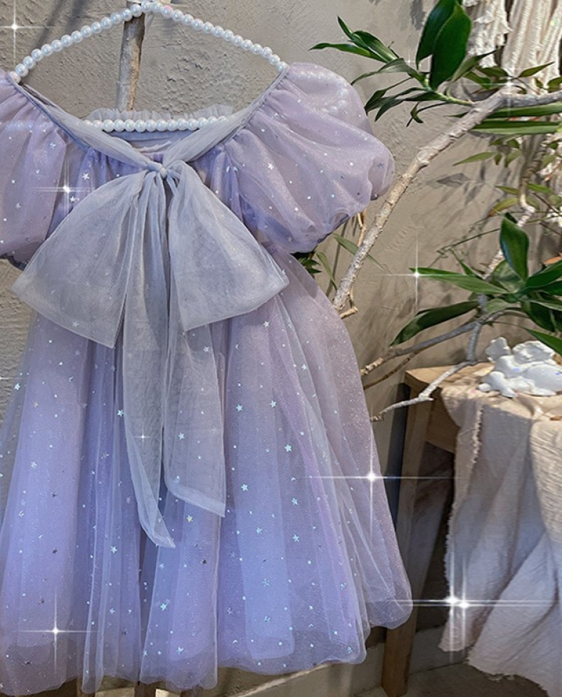  Casual Princess Dress For Girl Summer Fairy Puff Sleeve Baby Girl Dres