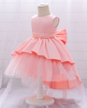  Dress For Baby Girls Elegant Big Bow Tail Fluffy Net Gauze Princess Dr