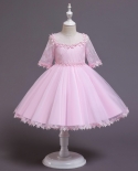  Baby Girl Dress Girl Sweet Lace Net Gauze Puffy Dress Princess Dress G