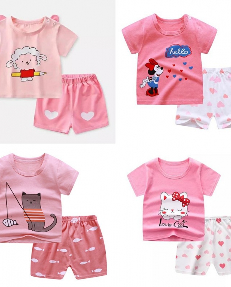 Rosa Minnie 2 Pezzi Set Cute Ragazze Vestiti Tute Bambini Baby Uni Spo