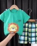 T-shirt dété à manches courtes motif ours orange court 2 pièces bébé à