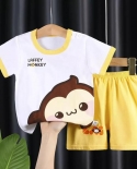 T-shirt dété à manches courtes motif ours orange court 2 pièces bébé à