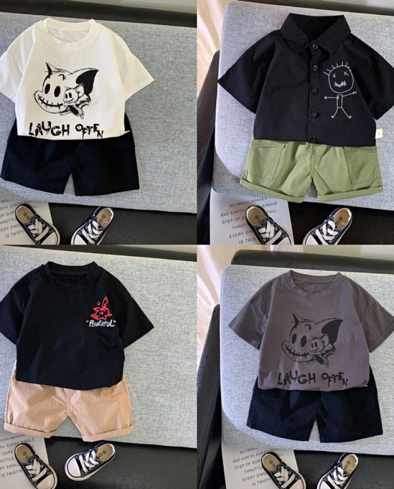 Moda Baby Boy Outfit Bambini Bambini Set di vestiti Solid Shirt Sh