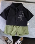 Fashion Baby Boy Outfits Kids Childrens Clothes Sets Solid Shirt Sh