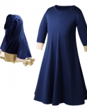 1 6t conjunto de vestido infantil hijab para meninas muçulmanas Abaya lenço de cabeça eid criança dois