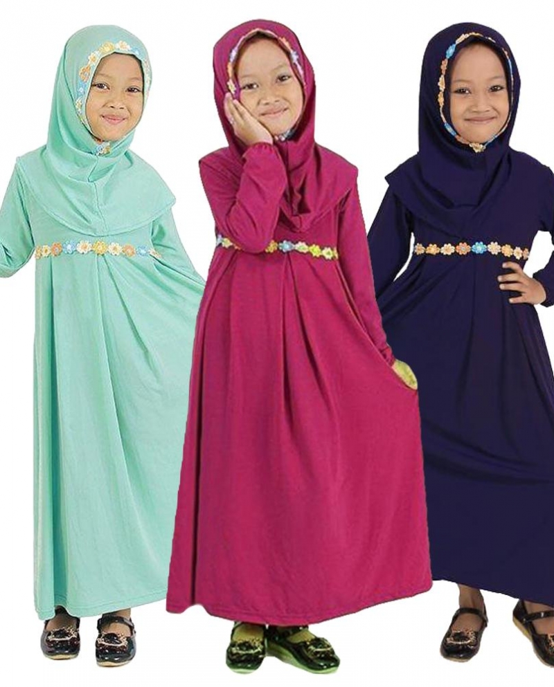 فساتين أطفال مسلمين بنات أطفال عباية دبي فستان حجاب عربي قف