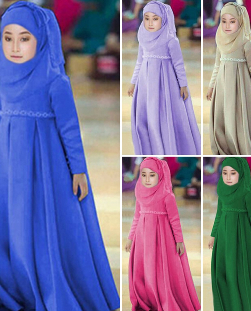 3 pièces Abaya Hijab robe filles foulard musulman arc Robes ensembles de prière Niq