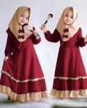 Conjuntos Abaya Muçulmano Bowknot Hijab para Crianças Meninas Tecido Islâmico