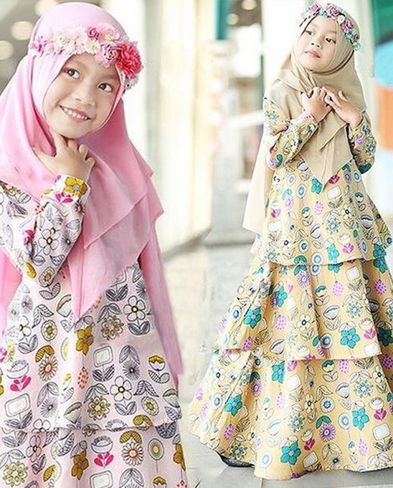  Muslim Kids Abaya Turkey Ramadan Children Kaftan Robe Dubai Hijab Girl
