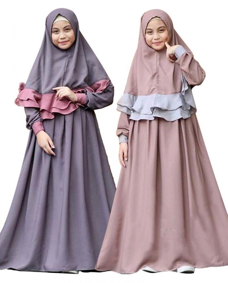 2 יחידות פרחים מסורתיים בגדי ילדים אופנה ילד אבאיה מוסלמית ילדה