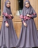  2pcs Traditional Flowers Kids Clothing Fashion Child Abaya Muslim Girl