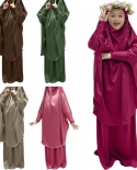  Eid Hooded Muslim Girls Hijab Dress Prayer Garment Jilbab Abaya Kids L
