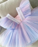  Girls Wedding Dress For Kids 38 Years Sequin Lace Tulle Princess Tutu 