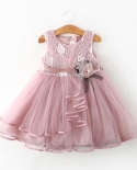  Little Girl Flower Party Lace Tutu Dress Baby Kids Sleevess Dresses Cl
