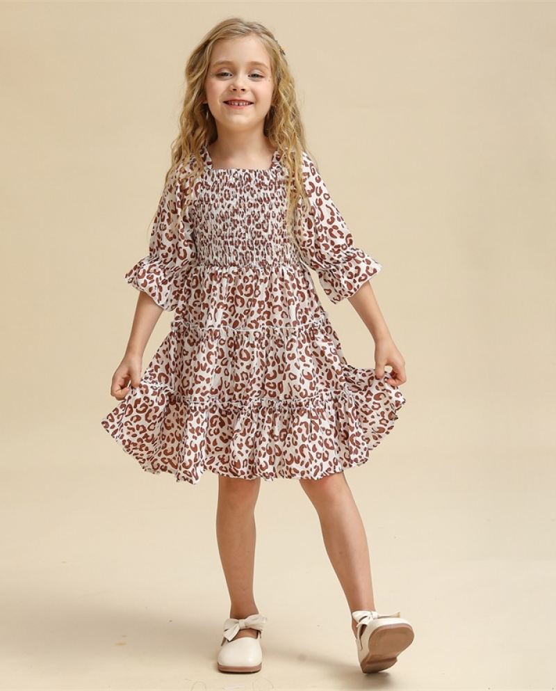  Girls Summer Dresses For Kids Fairy Lace Mesh Cake Sequin Layered Prin