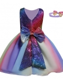  Girls Rainbow Dresses Kids Birthday Party Tutu Christening Gown  Sequi