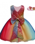  Girls Rainbow Dresses Kids Birthday Party Tutu Christening Gown  Sequi