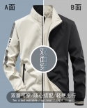 Mens Reversible Jacket Trend Polyester Casual Baseball Uniform New Spring And Autumn Clothes Male Double Sided Zipper C
