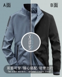 Mens Reversible Jacket Trend Polyester Casual Baseball Uniform New Spring And Autumn Clothes Male Double Sided Zipper C