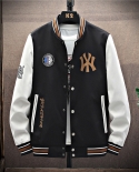  Mens Jacket Trend New Button Casual Letter Coats Round Neck Cardigan Baseball Uniform 2022 Spring And Autumn Tide Brand 