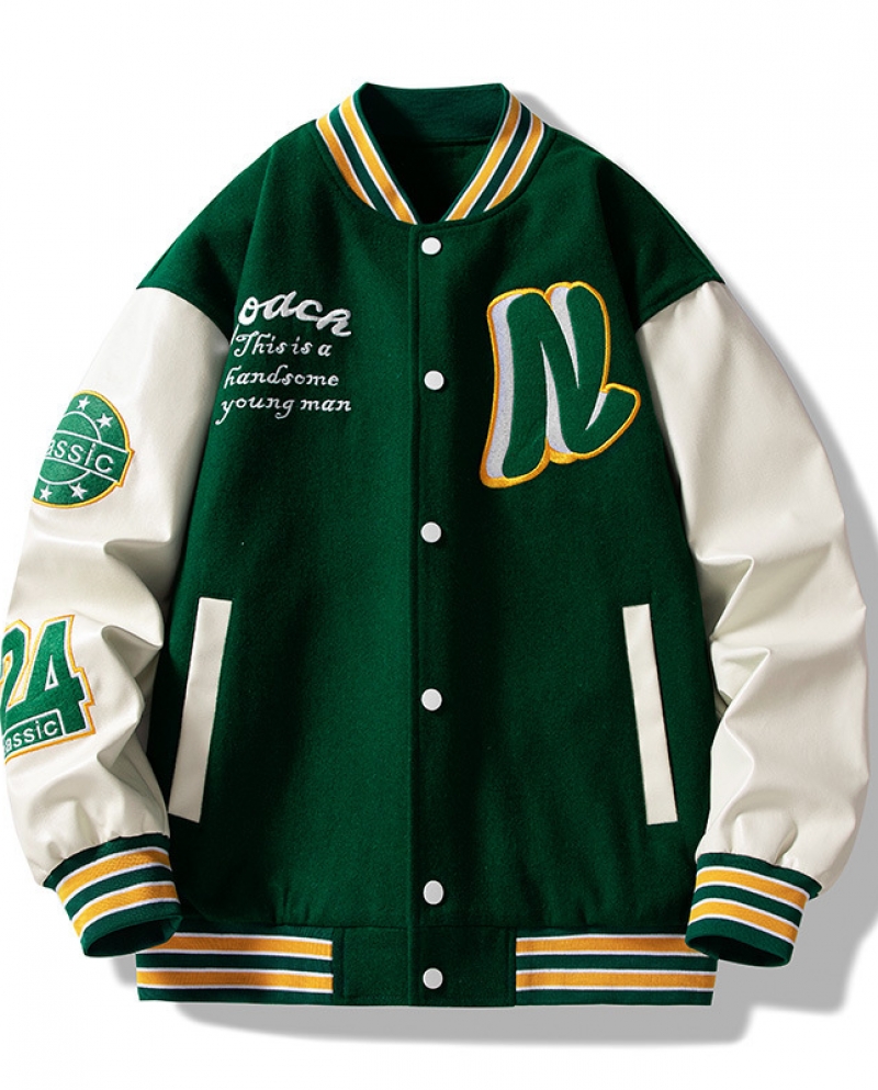 Men Jacket Baseball Uniform Mens Loose Embroidery Tide Brand Coats Spring Autumn Casual College Wear  Fashion Clothing 