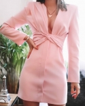 Vestido de traje casual de mujer anudado rosa de moda