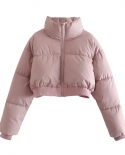  Sakura Light Pink Stand Collar Women S Fashion Short Autumn And Winter Zipper Cotton Jacket