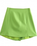 Fluorescent Green Shorts Cropped Tie Design Womens Tops Blazers and Skirts