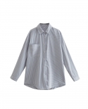  New Ladies 2 Color Striped Long Shirt Jacket