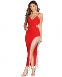  Cutubly  Solid  Dresses For Women Spaghetti Strap  Maxi Dress Tassel Sleeveless Dress Silm Summer Dresses Clubweardresse