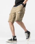 אוברול מכנסיים קצרים מותג גאות לגברים לבוש חיצוני קיץ משוחרר בתוספת דשן בתוספת מידה מכנסיים חמש נקודות טרנד פאן קזואל
