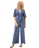 Summer V-neck Casual Five-point Sleeve T-shirt Trousers Suit Short Strappy Top Pants One-piece Suit