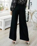 מכנסיים רחבי רגליים קיץ חדשים בגדי נשים עם מותניים גבוהים אלסטיים מכנסיים פשוטים ורפויים