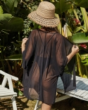 Summer See-through Swimsuit Blouse Mid-length Net Sunscreen Cardigan Mid-sleeve Beach Blouse