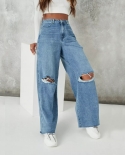 New Casual Wide Leg Womens High Waist Jeans