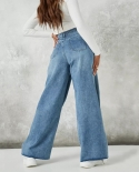 Nuevos pantalones vaqueros casuales de cintura alta para mujer de pierna ancha