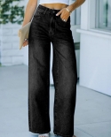 Casual Solid Color Home Wide-leg Retro Jeans Womens New Winter Products
