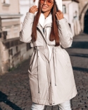 Imitation Fur Collar Plus Cotton Long Waist Hooded Coat Coat Down Jacket Women