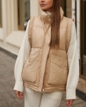 Winter Cotton Solid Color Folded Casual Womens Vest