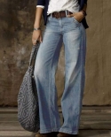 Jeans de mujer de pierna ancha recta informal de moda retro