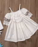 3 To 7 Years Lovely Little Girls Lace Tulle Dress Beach Princess Dresses Baby Girl Clothes Wedding Mini Tutu White Dress